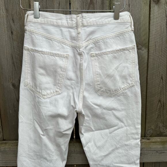 Agolde Jeans Riley Straight Cropped Jeans Distressed Button Fly White Size 27 - Picture 5 of 12